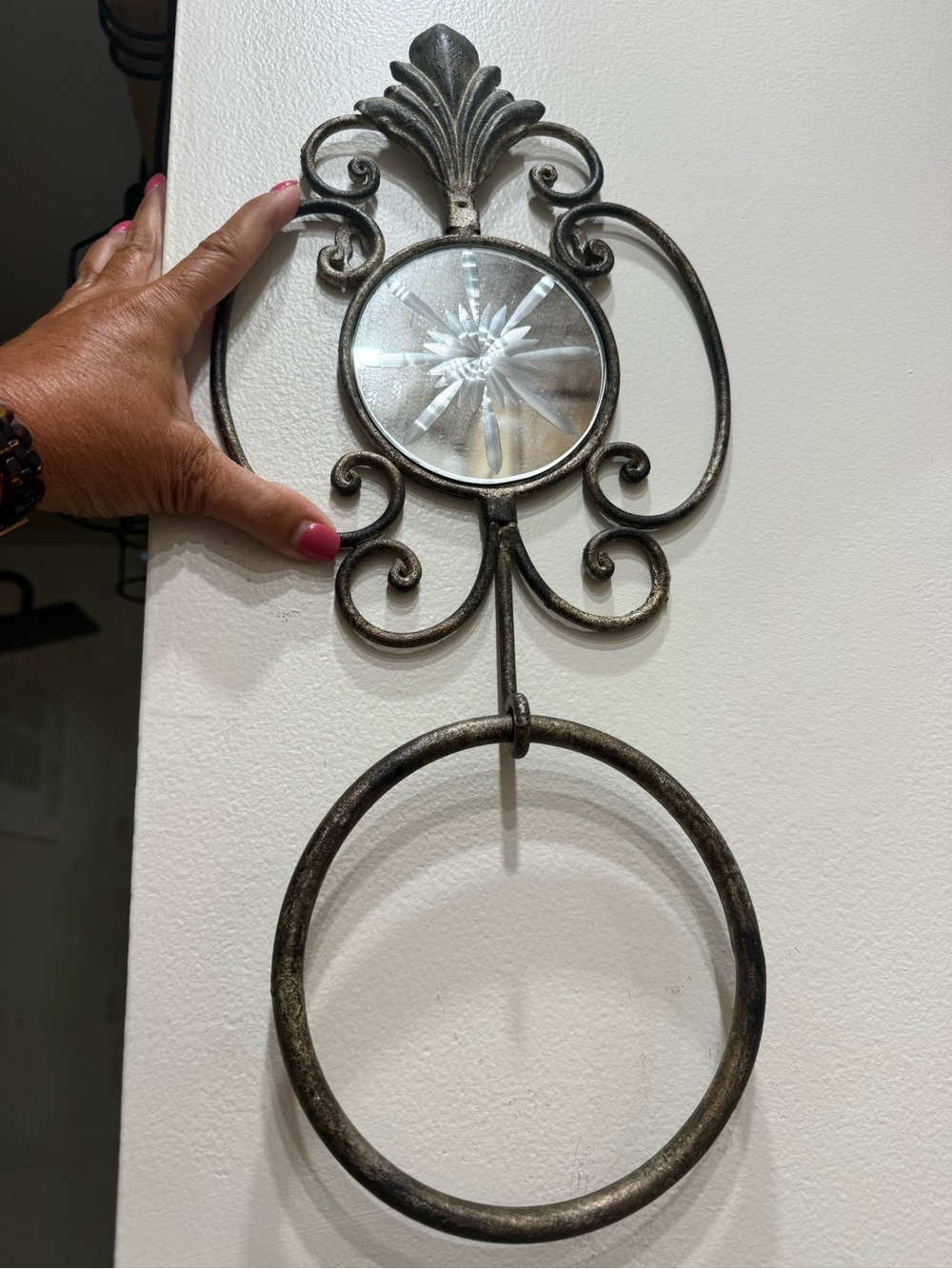 Vintage-Rustic Dark Brown & Muted Gold Wall Towel Ring